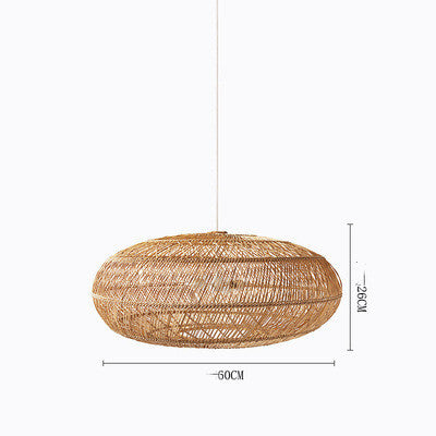 Handwoven Japanese Zen Rattan LED Chandelier – Multi-Size Straw Pendant – Duvencioglu