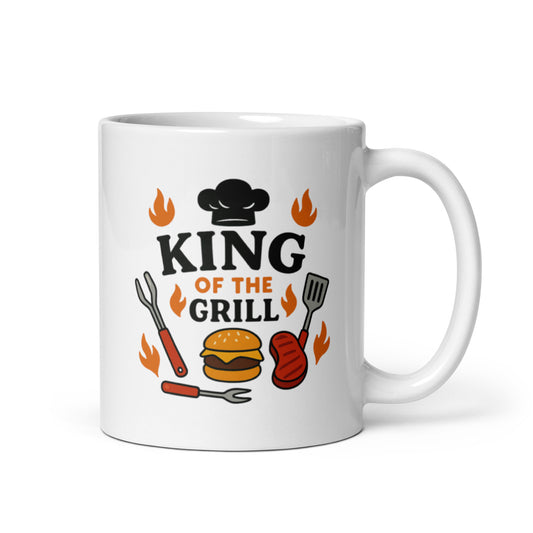 King of the Grill Mug – Grill Master Dad Design – Funny BBQ Father's Day Gift – Backyard Barbecue Coffee Cup – Summer Cookout Mug – Duvencioglu