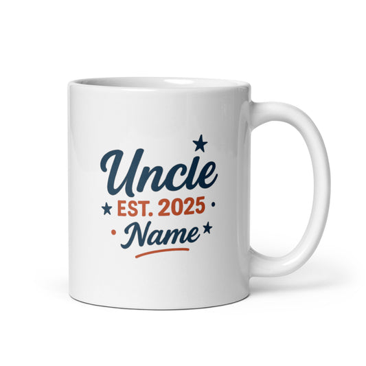 Uncle Est. 2025 Mug – New Uncle Gift – Personalized Pregnancy Reveal Coffee Cup – Fun Family Present – Duvencioglu