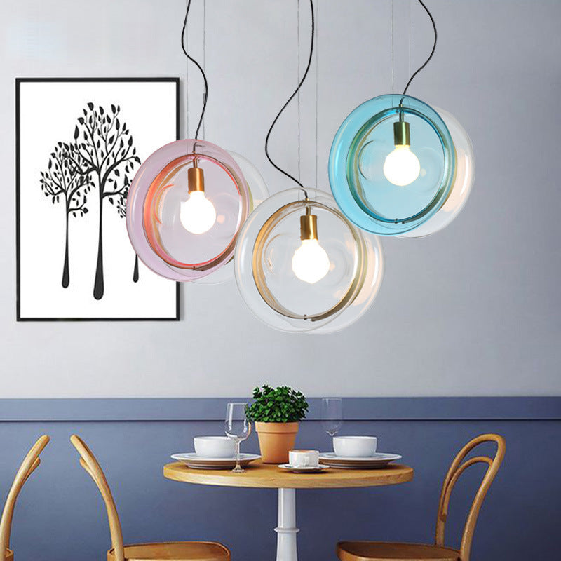 Scandinavian Macaron Glass Bedside Chandelier – 250 mm Pendant – Duvencioglu