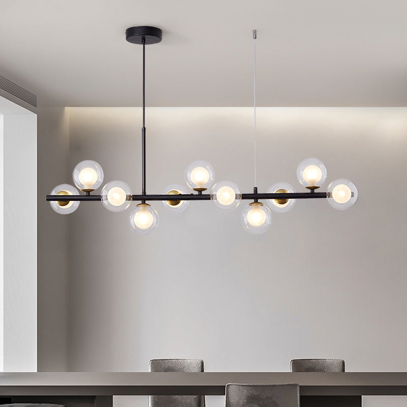 Minimalist Glass “Magic Bean” Chandelier – 120×24 cm Multi-Head Pendant – Duvencioglu
