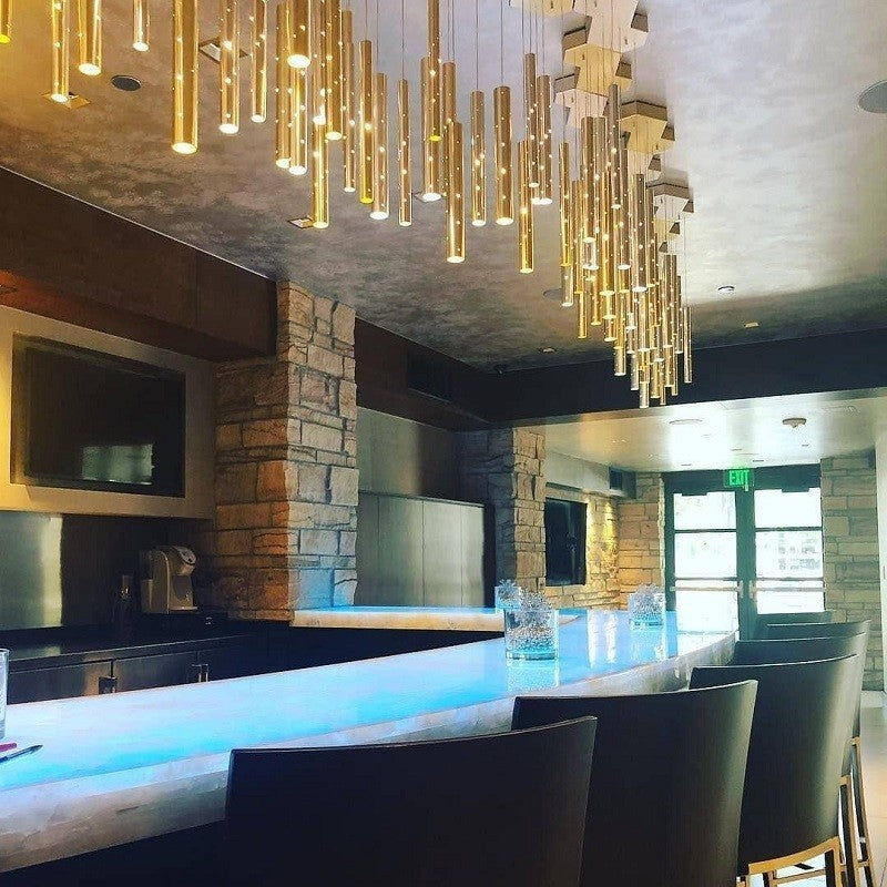 Light-Luxury Hollow-Tube LED Chandelier – 6-Head Bar Pendant – Duvencioglu