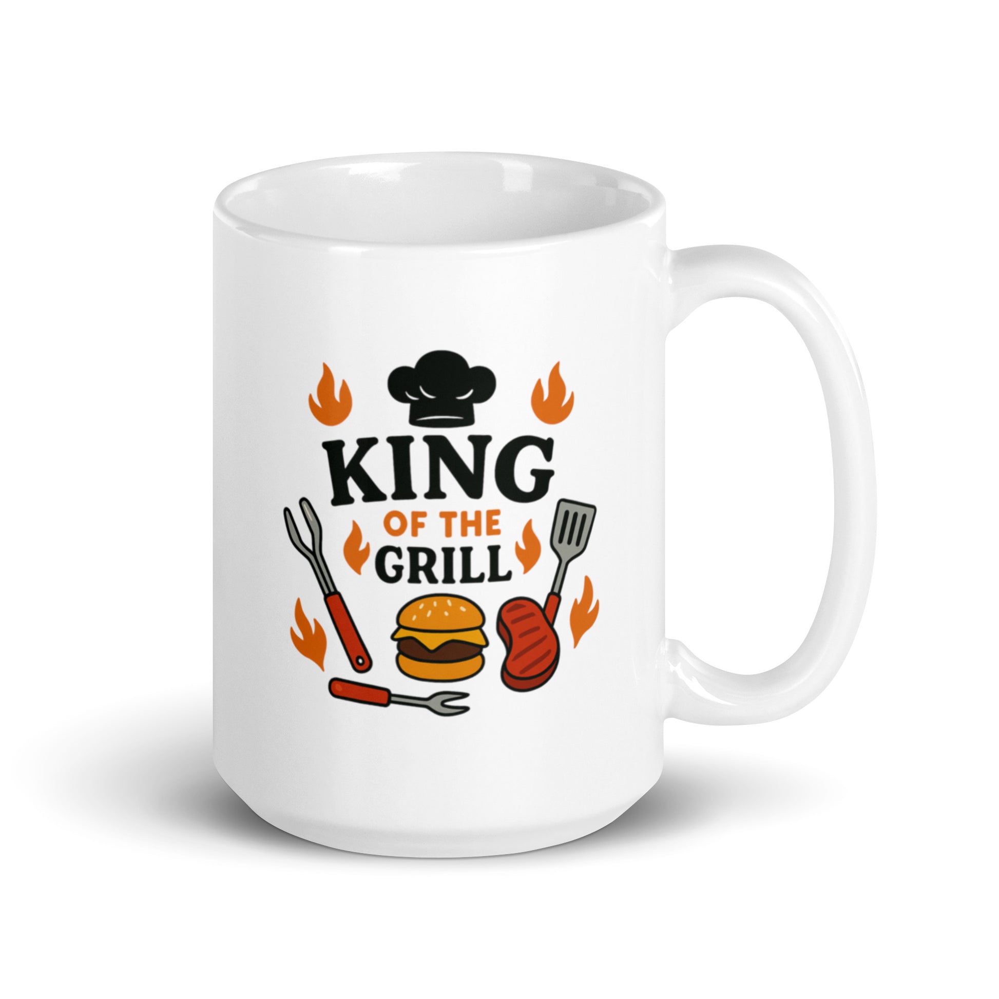 King of the Grill Mug – Grill Master Dad Design – Funny BBQ Father's Day Gift – Backyard Barbecue Coffee Cup – Summer Cookout Mug – Duvencioglu