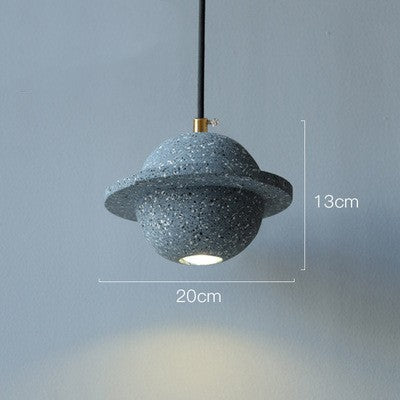Modern Red Planet LED Chandelier – Single-Head Marble Pendant – Duvencioglu