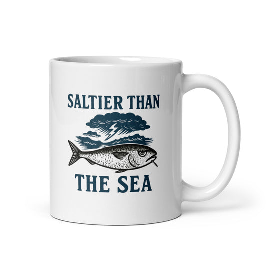Saltier Than the Sea Mug – Stormy Sardine Coffee Cup, Salty Ocean Humor Gift – Duvencioglu