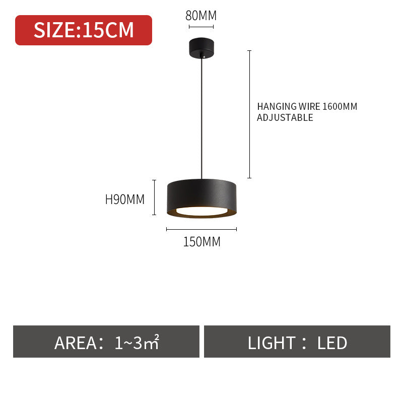 Scandinavian Single-Head LED Bedside Chandelier – Small Iron Pendant – Duvencioglu