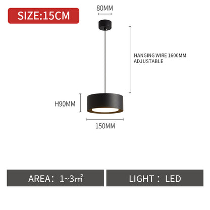 Scandinavian Single-Head LED Bedside Chandelier – Small Iron Pendant – Duvencioglu