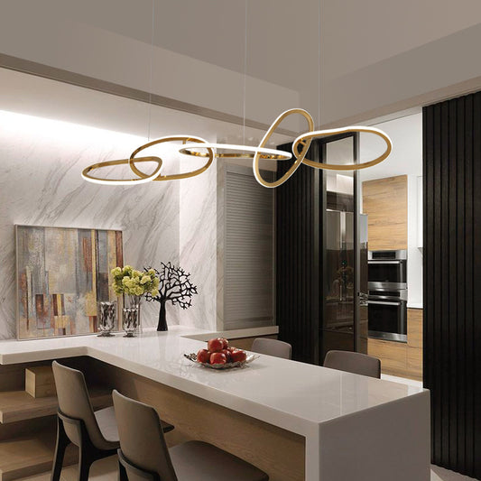 Postmodern Rattan Ring LED Chandelier – 4/5-Ring Stepless Dimming Pendant – Duvencioglu