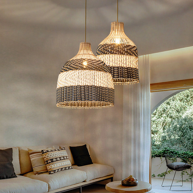 Scandinavian Rattan LED Chandelier – Café & Bar Pendant (Ø 50–60 cm) – Duvencioglu