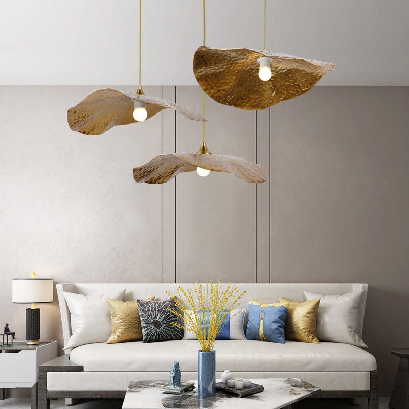 Postmodern Chinese Lotus Leaf Glass Chandelier – Stair & Tea Room Pendant – Duvencioglu