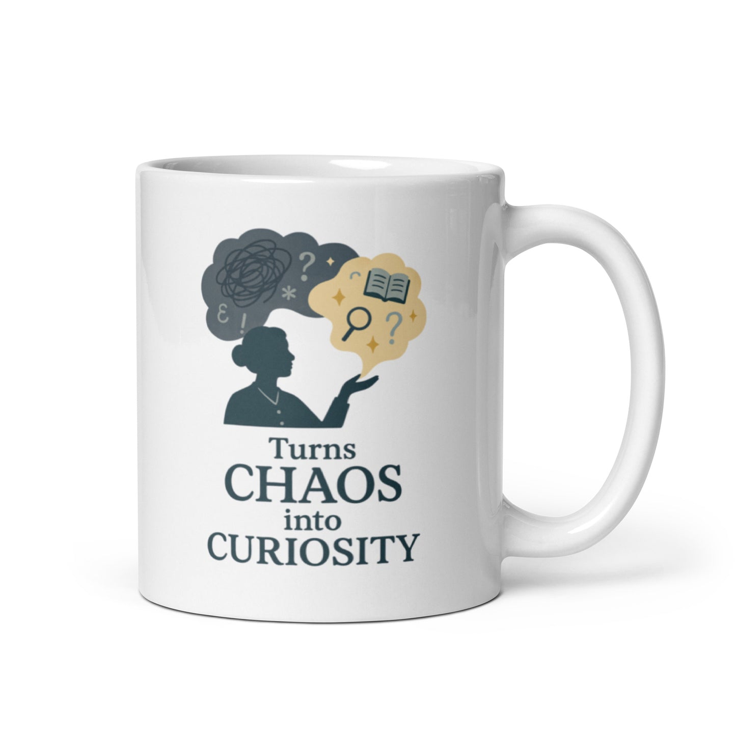 Turns Chaos into Curiosity Mug – Teacher Transformation Design – Inspirational Educator Gift – Minimal Flat Style Coffee Cup – Duvencioglu