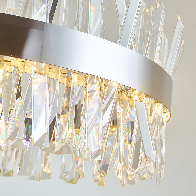 Stainless Steel K9 Crystal LED Chandelier – 60–100 cm Round & Rectangle Pendant – Duvencioglu