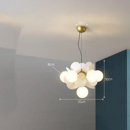 Nordic Minimalist Metal & Glass Chandelier – E27 Pendant Light (White/Grey/Color) – Duvencioglu