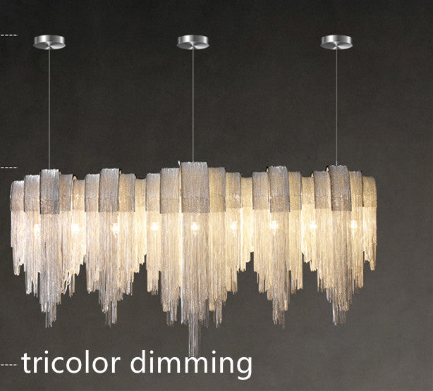 Nordic Luxury Tassel Aluminum Chain Chandelier – LED Villa Pendant Light – Duvencioglu