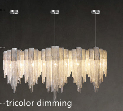 Nordic Luxury Tassel Aluminum Chain Chandelier – LED Villa Pendant Light – Duvencioglu