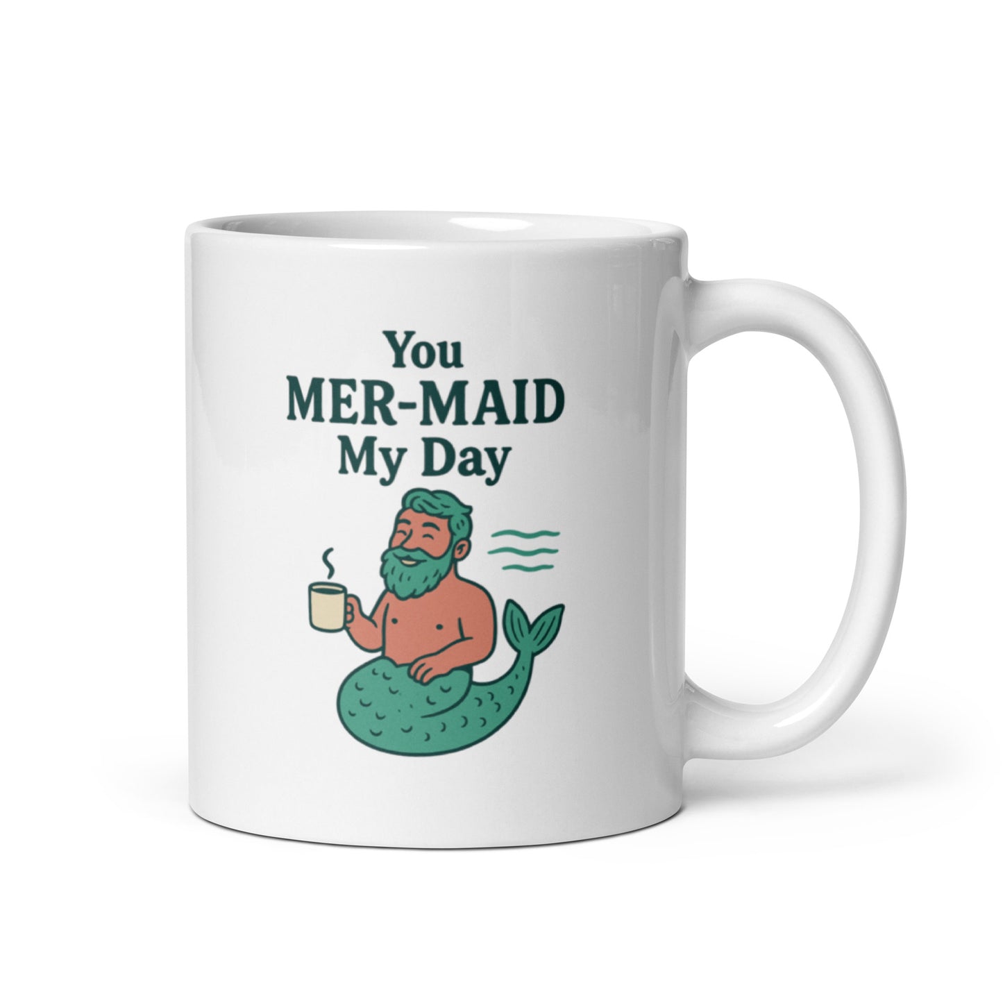You Mer-Maid My Day Mug – Funny Merman Coffee Cup, Nautical Pun Gift – Duvencioglu