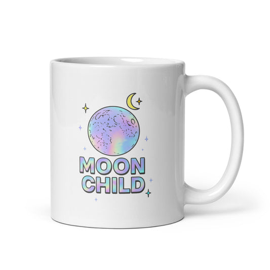 Moonchild Mug – Holographic Moon Phases Y2K Pastel Astrology Cup – Duvencioglu