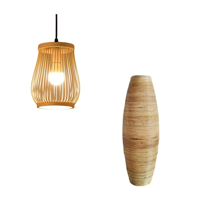 Zen Bamboo Lantern Chandelier – Japanese & Chinese Style Pendant – Duvencioglu