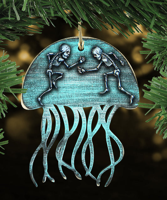 Halloween Skeletons & Jellyfish Wooden Ornament - Handcrafted Keepsake by G. Debrekht (Made in USA) – Duvencioglu