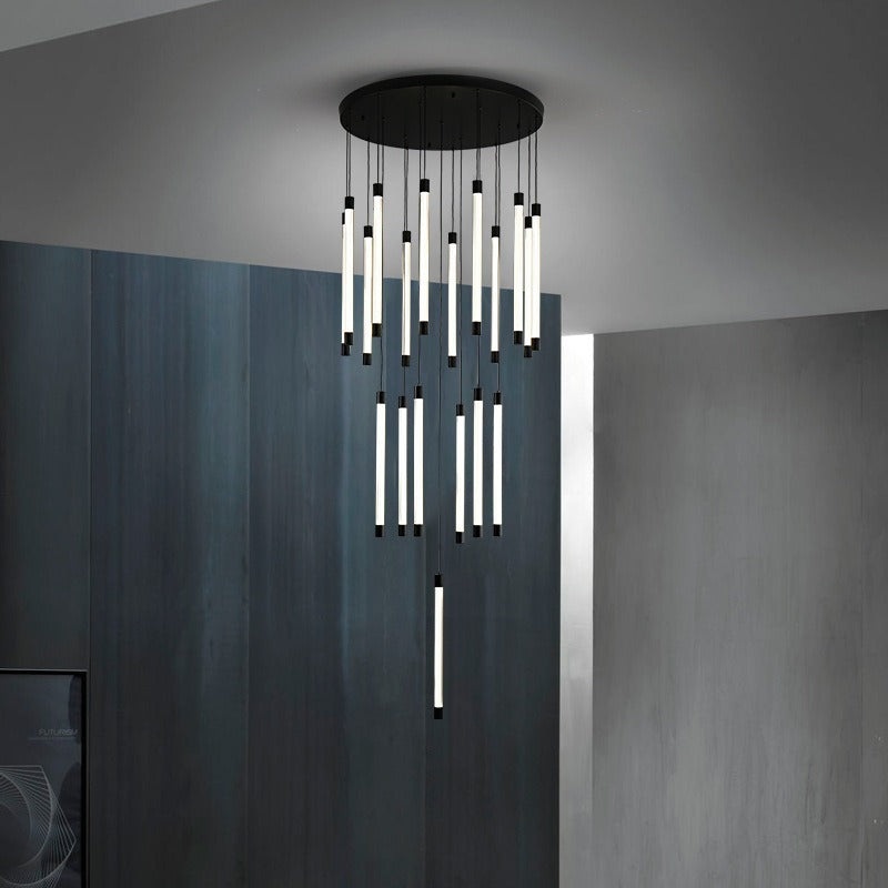 All-Copper LED Staircase Chandelier – Ø800 mm × H250 cm Pendant – Duvencioglu