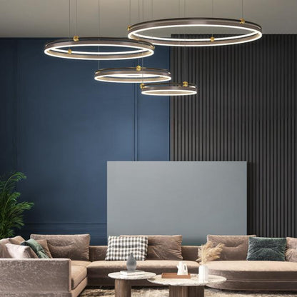 Brushed-Aluminum Fish-Line LED Chandelier – 5000 K Pendant – Duvencioglu