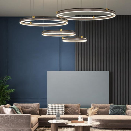 Brushed-Aluminum Fish-Line LED Chandelier – 5000 K Pendant – Duvencioglu
