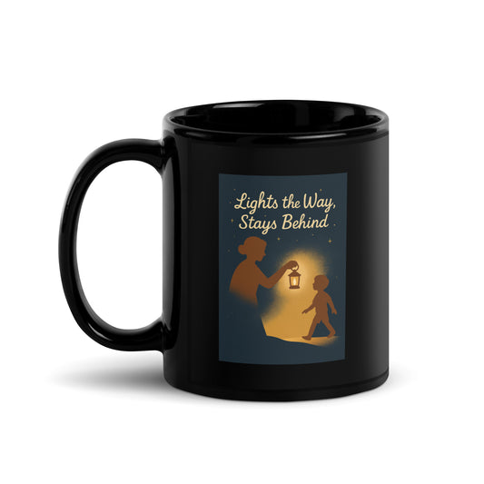 Lights the Way, Stays Behind Mug – Teacher Lantern Silhouette Design – Inspirational Educator Gift – Starry Night Aesthetic Cup – Duvencioglu