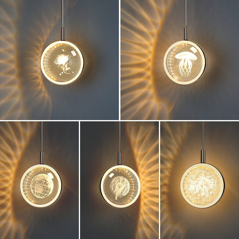 Jellyfish Nordic Crystal LED Bedside Chandelier – 120 mm Pendant – Duvencioglu