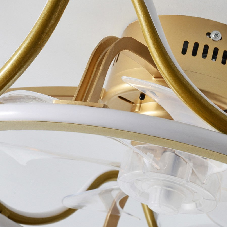 Modern Invisible Fan Chandelier with Rattan Accents – Remote, App & Voice Control (45 × H18 cm) – Duvencioglu