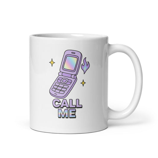 Call Me Mug – Retro Flip Phone Y2K Holographic Funny Nostalgic Cup – Duvencioglu
