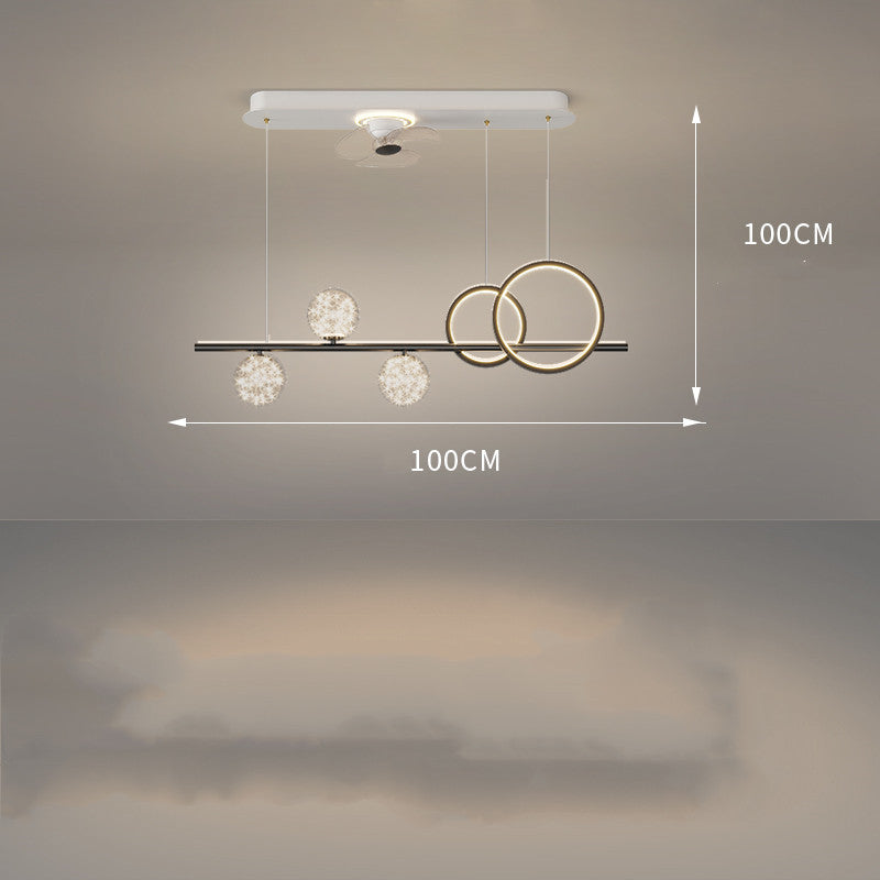 Smart Oscillating Fan Chandelier – Modern Iron & Acrylic LED Pendant – Duvencioglu