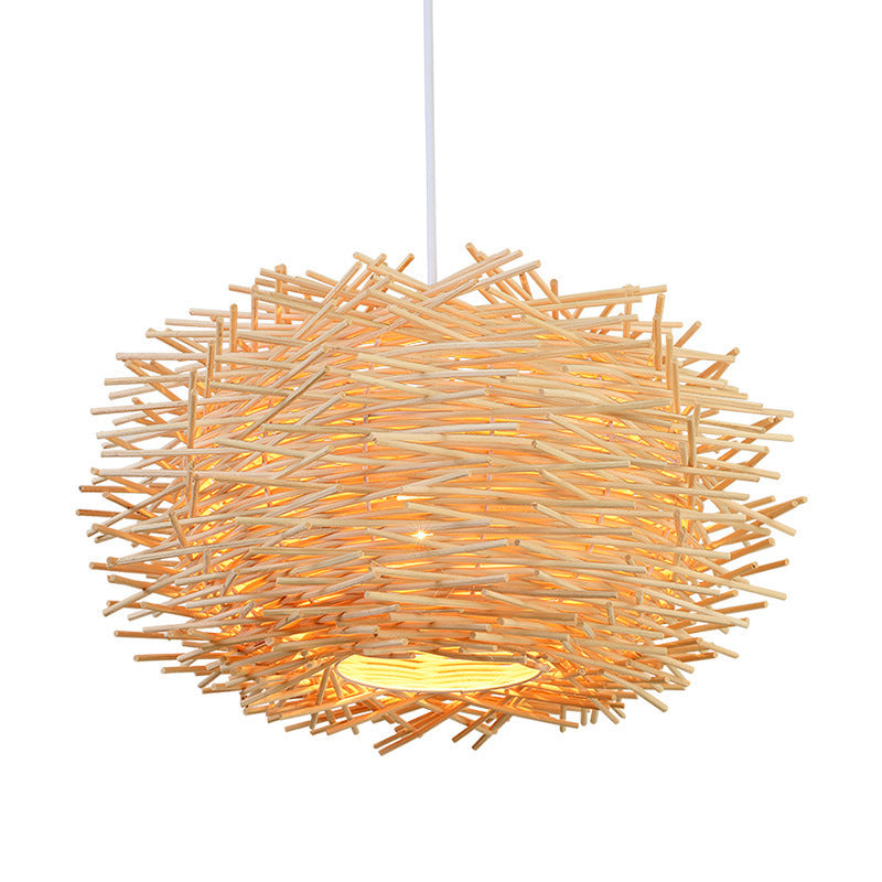 Personalized Pastoral Bamboo Rattan Birdcage Chandelier – 30 cm Southeast Asian Hanging Light – Duvencioglu