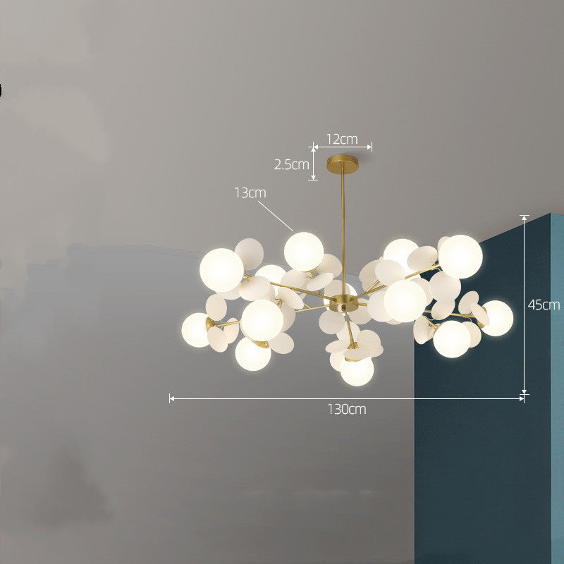 Nordic Minimalist Metal & Glass Chandelier – E27 Pendant Light (White/Grey/Color) – Duvencioglu