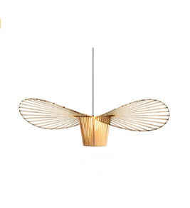 Straw Hat LED Chandelier – 60 cm Fabric Pendant Light – Duvencioglu