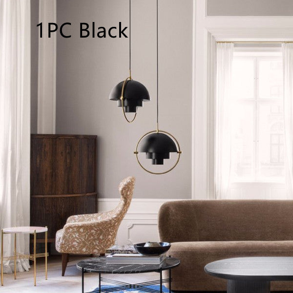 Half-Circle Zinc-Alloy LED Chandelier – Gold, Black, White & Blue – Duvencioglu