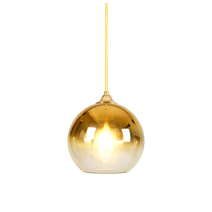 Gradient Glass Ball Chandelier – 15/20/25/30 cm LED Pendant (Gold, Rose Gold & Silver) – Duvencioglu