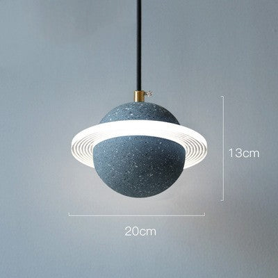 Modern Red Planet LED Chandelier – Single-Head Marble Pendant – Duvencioglu