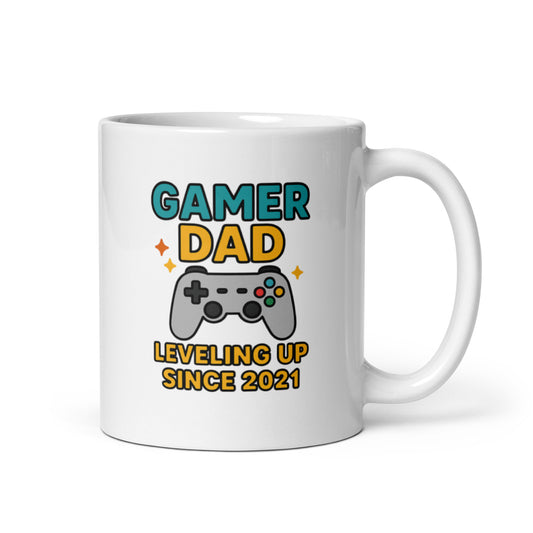 Gamer Dad Mug – Leveling Up Since Design – Fun Father&#39;s Day Gift – Video Game Coffee Cup – Cool Dad Gift Idea – Duvencioglu