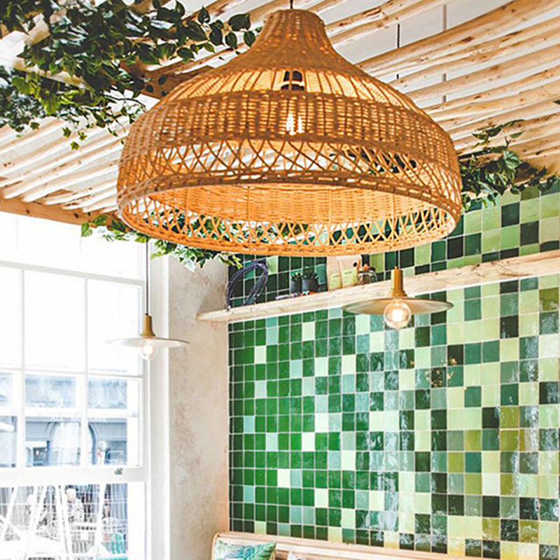 Southeast Asian Rattan Art Chandelier – LED Pendant for Restaurants & Tea Houses – Duvencioglu