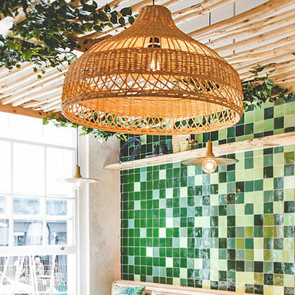 Southeast Asian Rattan Art Chandelier – LED Pendant for Restaurants & Tea Houses – Duvencioglu