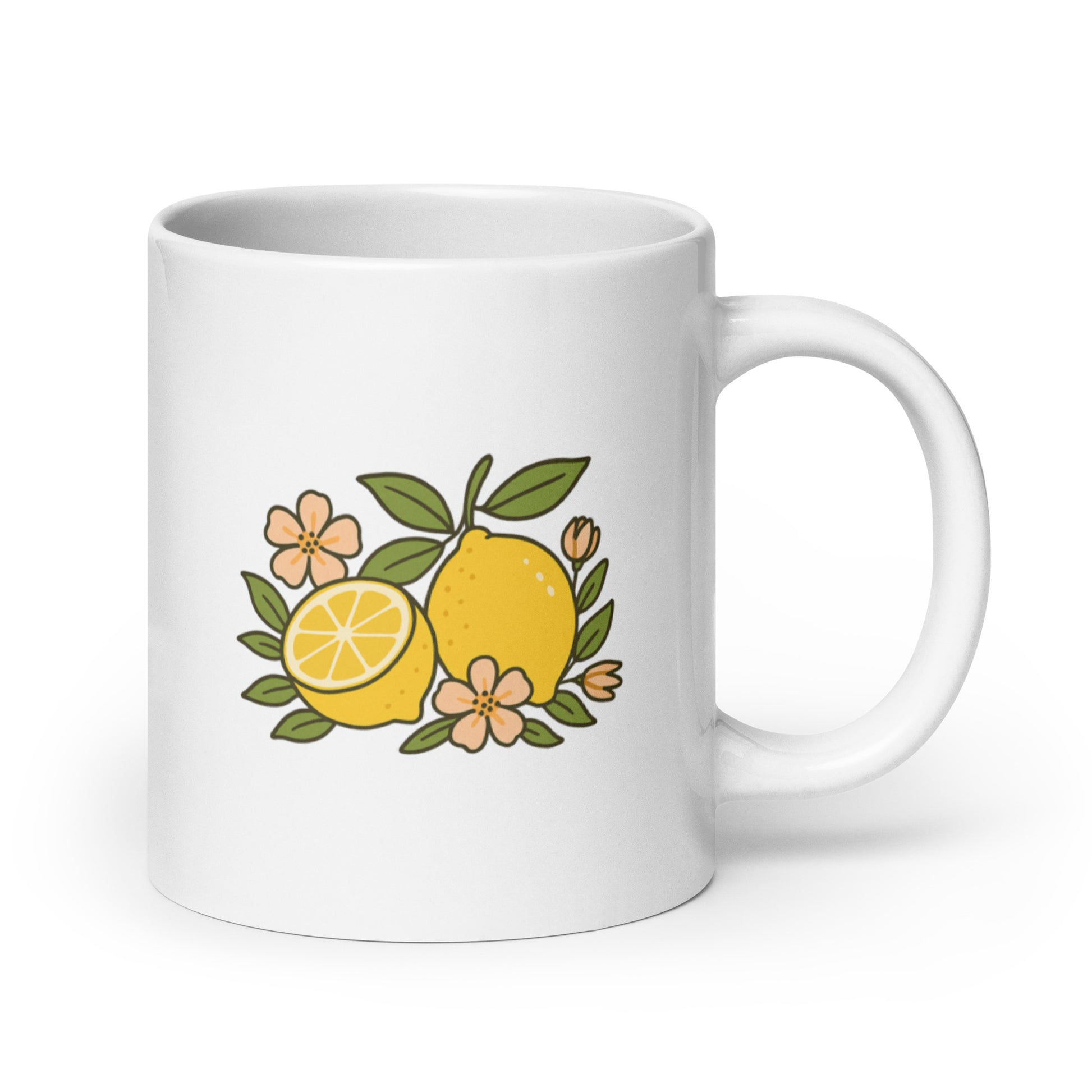 Fresh Lemons and Blossoms Mug – Bright Cheerful Kitchen Design – Cottagecore Aesthetic Coffee Cup – Summer Morning Gift Idea – Duvencioglu