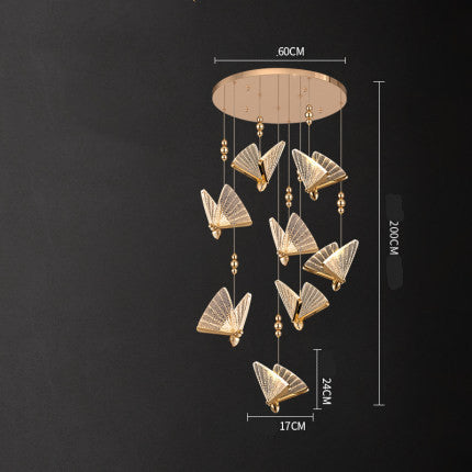 Butterfly Zinc-Alloy LED Chandelier – Remote-Control Pendant (1.5 m) – Duvencioglu