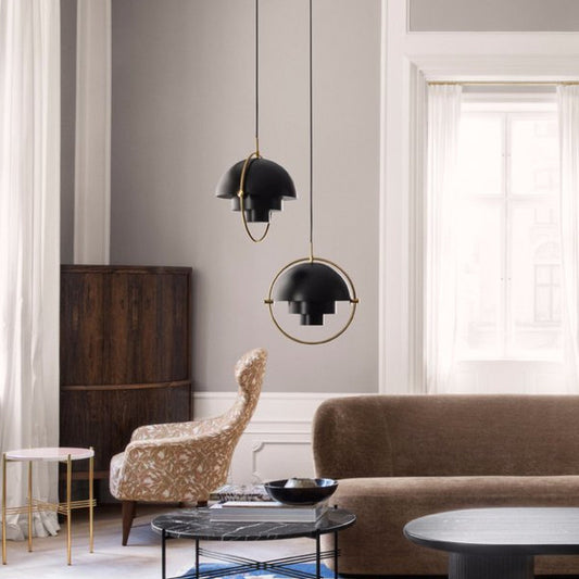 Half-Circle Zinc-Alloy LED Chandelier – Gold, Black, White & Blue – Duvencioglu