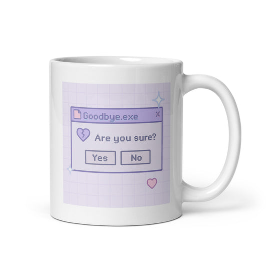 Goodbye.exe Mug – Y2K Digital Heartbreak Window – Are You Sure Pixel Design – Cute Glitchy Retro Coffee Cup – Duvencioglu