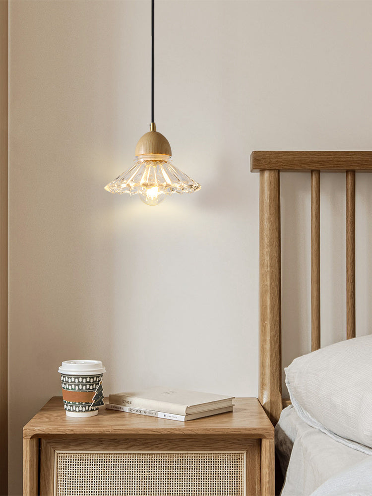 Nordic Solid Wood & Glass 3-Head Chandelier – Modern Minimalist Pendant – Duvencioglu