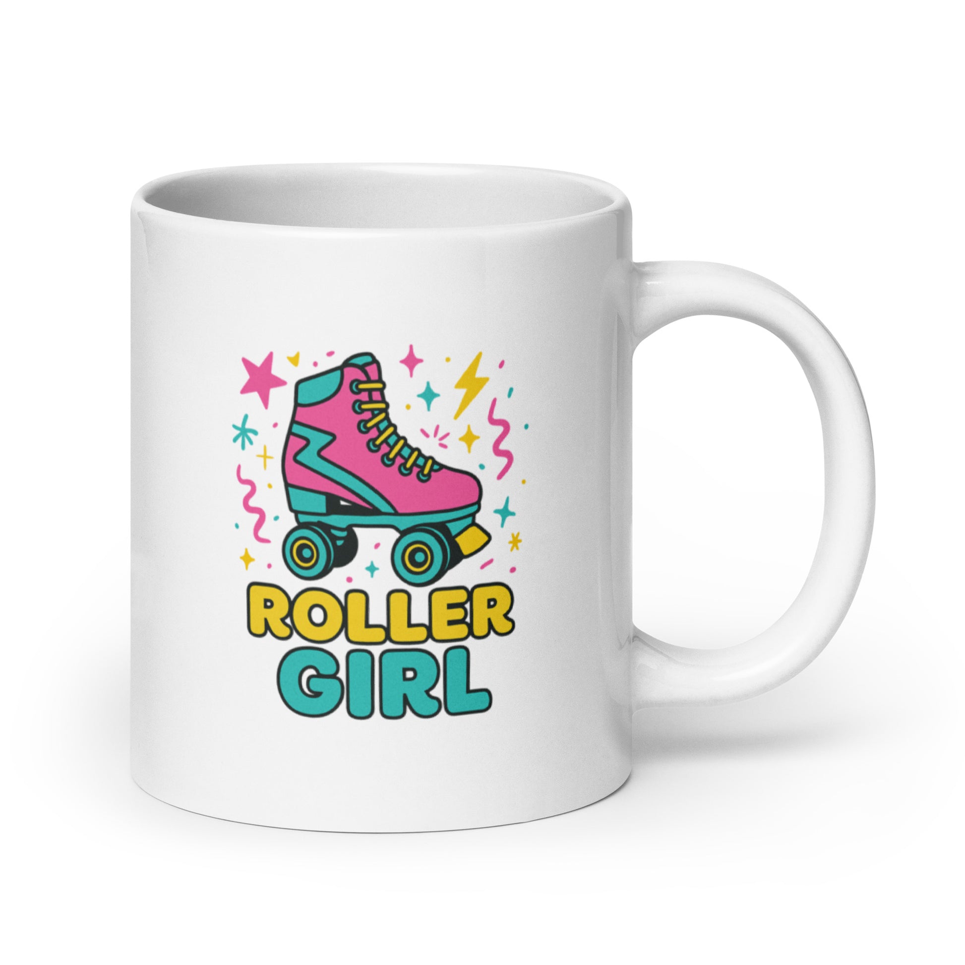 Roller Girl Mug – Retro 90s Roller Skate Design – Colorful Nostalgia Gift – Vintage Style Coffee Cup – Duvencioglu
