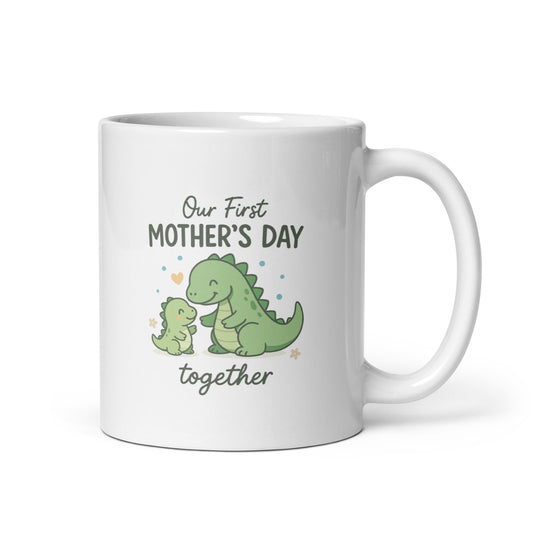 Our First Mother’s Day Dino Mug – Cute Dinosaur Mom and Baby Gift – First Mother’s Day Together – New Mom Coffee Cup – Funny Cute Animal Mug – Duvencioglu