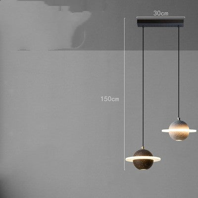 Modern Red Planet LED Chandelier – Single-Head Marble Pendant – Duvencioglu