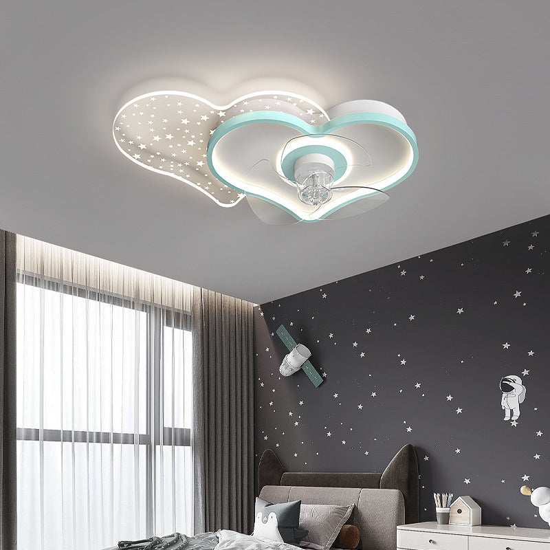 Love-Heart Fan & Chandelier – Children’s Room LED Ceiling Light – Duvencioglu