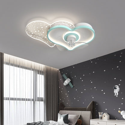 Love-Heart Fan & Chandelier – Children’s Room LED Ceiling Light – Duvencioglu